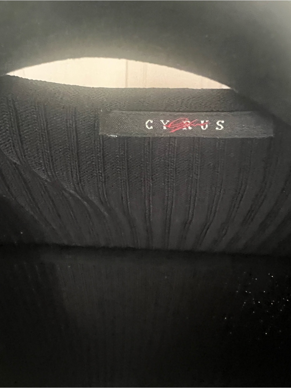 Cyrus Black Ruffle Front Leather-Panel Jacket - Picture 3 of 5